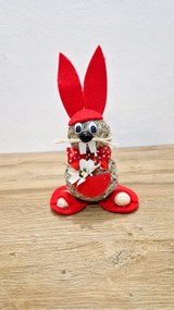 Piros húsvéti nyúl szalma dísz húsvéti figura