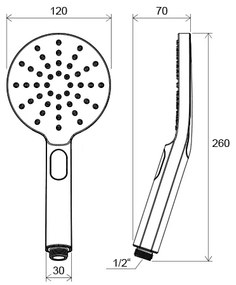 Ravak X07P233 - FLAT nyomógombos kézi zuhany, fényes króm