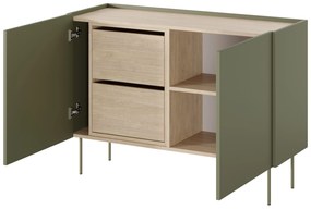 Desin 120 2D2SZ kétajtós fiókos komód polccal 120 2D2SZ - olíva / nagano-tölgy