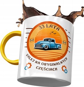 Sárga Bögre Születésnapra 33 33. 33. Ajándék Nyomtatott Fotóval