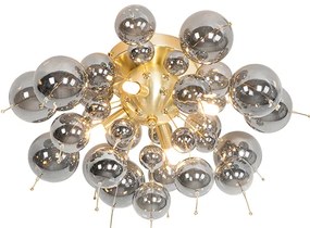 Design mennyezeti lámpa sárgarézzel és füstüveggel 4-lámpás - Explode