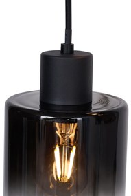 Modern fekete függőlámpa füstüveggel, 3 fényforrással - Dame