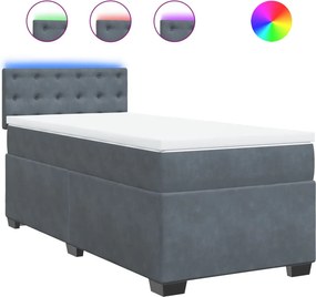 vidaXL sötétszürke bársony rugós ágy matraccal 90x190 cm