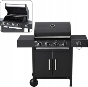 Gázgrill 4+1 Reduktorral 13kW 4 Fő- És 1OLDALSÓ Égő