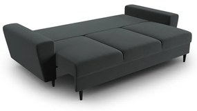 Sötétszürke bársony kinyitható tárolóhelyes kanapé 235 cm Kyoto – Cosmopolitan Design