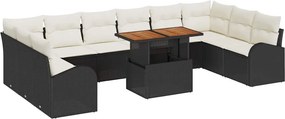 vidaXL Kerti Kanapé Szett tárolóval 11 pcs Fekete Poli rattan