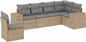 vidaXL 6 részes bézs polyrattan kerti ülőgarnitúra párnával