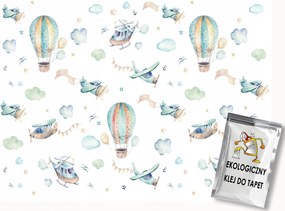 Fotótapéta Flizelina Gyerekeknek Léggömbök Repülőgépek Helikopterek 250x175 ragasztó