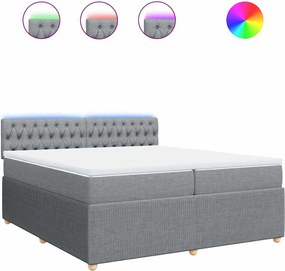 vidaXL világosszürke szövet rugós ágy matraccal 200 x 200 cm