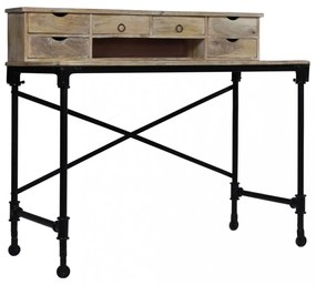 vidaXL tömör mangófa és acél íróasztal 110 x 50 x 96 cm