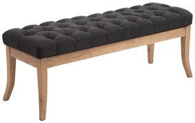 Ramses chesterfield tűzött pad, szövet, sötétszürke szín, 120 cm, világos láb