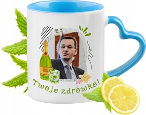 Mateusz Morawiecki Kék bögre szív alakú füllel Ajándék