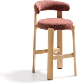 Terrakotta színű-világos natúr színű kőrisfa bárszék (ülésmagasság 75 cm) Granite – Kave Home