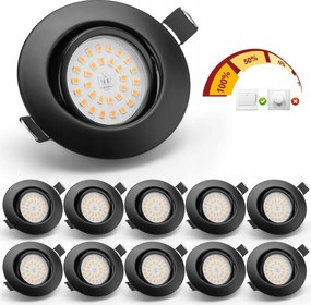 10PCS Tompítható Led reflektorok 5,5W 3000K IP20 Gr4tec Fekete