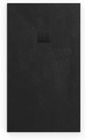 Zuhanytálca négyszögletes SAT Alek 140x80 cm öntött márvány fekete SATALEK14080