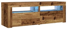 2 db antik fa színű éjjeliszekrény LED-del 60 x 35 x 40 cm