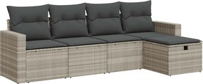 vidaXL 5 részes világosszürke polyrattan kerti ülőgarnitúra párnákkal