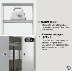 Irodai polc nyitott ruhaakasztó rúddal, recepcióra és váróterembe, fém, szürke, 800x2200x400 mm: ARIEL