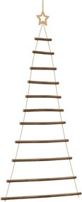 vidaXL függő karácsonyfa tetején csillaggal 74 x 150 cm természetes ág