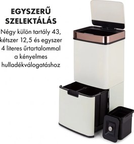 Klarstein Royal Trash Rose Gold, szemétkosár szenzorral, 72 l, rozsdamentes acél, rózsaszín arany