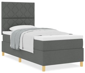 Box Spring ágy matraccal, sötétszürke, 90x200 cm