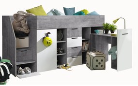 Kombinált gyerekágy 90 cm Kesa 3 (beton + matt fehér) (B). 1085824