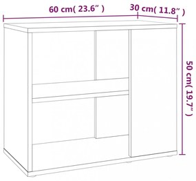 füstös tölgy színű szerelt fa kisszekrény 60 x 30 x 50 cm