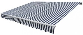 kézi működtetésű összecsukható napellenző, kék-fehér, 300 cm