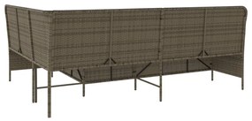 szürke polyrattan L-alakú kerti kanapé párnákkal