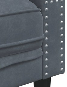sötétszürke bársony Chesterfield kanapé