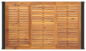5 Darabos Kert Étkező Készlet Szürke Poly Rattan Akác, Rakható Kerti Székek Párnákkal 2 db Szürke Poly Rattan