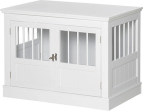 PawHut Kutya Ketrec, Bútor 3 Ajtós Kutya Ház Belső Használatra, 10 kg-ig Terjedő Kis Kutyák Számára, Kutya Ház 78 x 53 x 59,3 cm, Fehér | Aosom