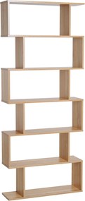 HOMCOM Zsákos Polcos Könyvespolc Modern Dizájn 80 x 23 x 192 cm 6 Szint Világos Tölgy Színben | Aosom
