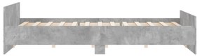 betonszürke ágykeret fej- és lábtámlával 180 x 200 cm