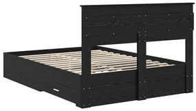 vidaXL Ágykeret fejtámlával fiókkal Fekete tölgy 140 x 190 cm Faanyag