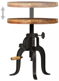 tömör újrahasznosított fa és öntöttvas kisasztal 45x(45-62) cm