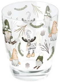 Karácsonyi üveg vizes pohár Forest gnomes