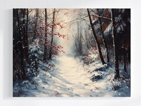 Vászonkép Canvas Erdő Fák Út Ösvény Hó Tél Berkenye 80x60