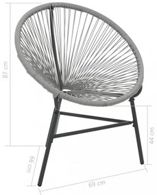 szürke polyrattan kerti kagylószék
