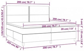 szürke műbőr rugós ágy matraccal és LED-del 200x200 cm