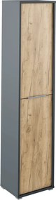 Magas szekrény polcokkal, grafit/tölgyfa artisan, RIOMA NEW TYP 06