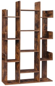 Könyvespolc, fa alakú könyvespolc 13 tároló polccal, 86 x 25 x 140 cm | VASAGLE