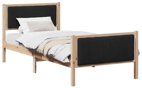 Ágykeret fejtámlával Barna és fekete 90 x 200 cm Tömör fenyőfa