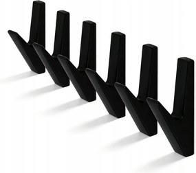6 db Akasztó Fekete Falra Szerelhető Ruhaakasztó Bútorakasztó