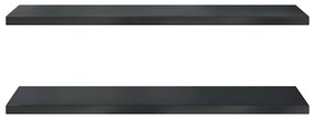 2 db fekete rozsdamentes acél fali polc 100 x 40 x 3 cm