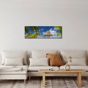 Kép - Fehér homokos strand (órával) (90x30 cm)