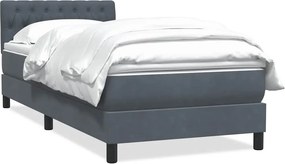 vidaXL sötétszürke bársony rugós ágy matraccal 90x210 cm