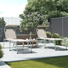 Napozóágy, nagyméretű fekvő napozószék, 65 x 200 x 48 cm, terhelhetőség 150 kg, bézs