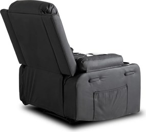 Masszírozós dönthető fotel fekete színben, műbőr kárpittal BOX