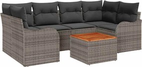 vidaXL Kerti Kanapé Szett párnával 7 pcs Szürke polirattan